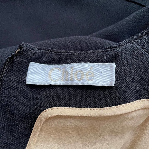 Chloe Shift Dress Three Quarter Sleeves Black Size 34 FR 2 US - Picture 8 of 10